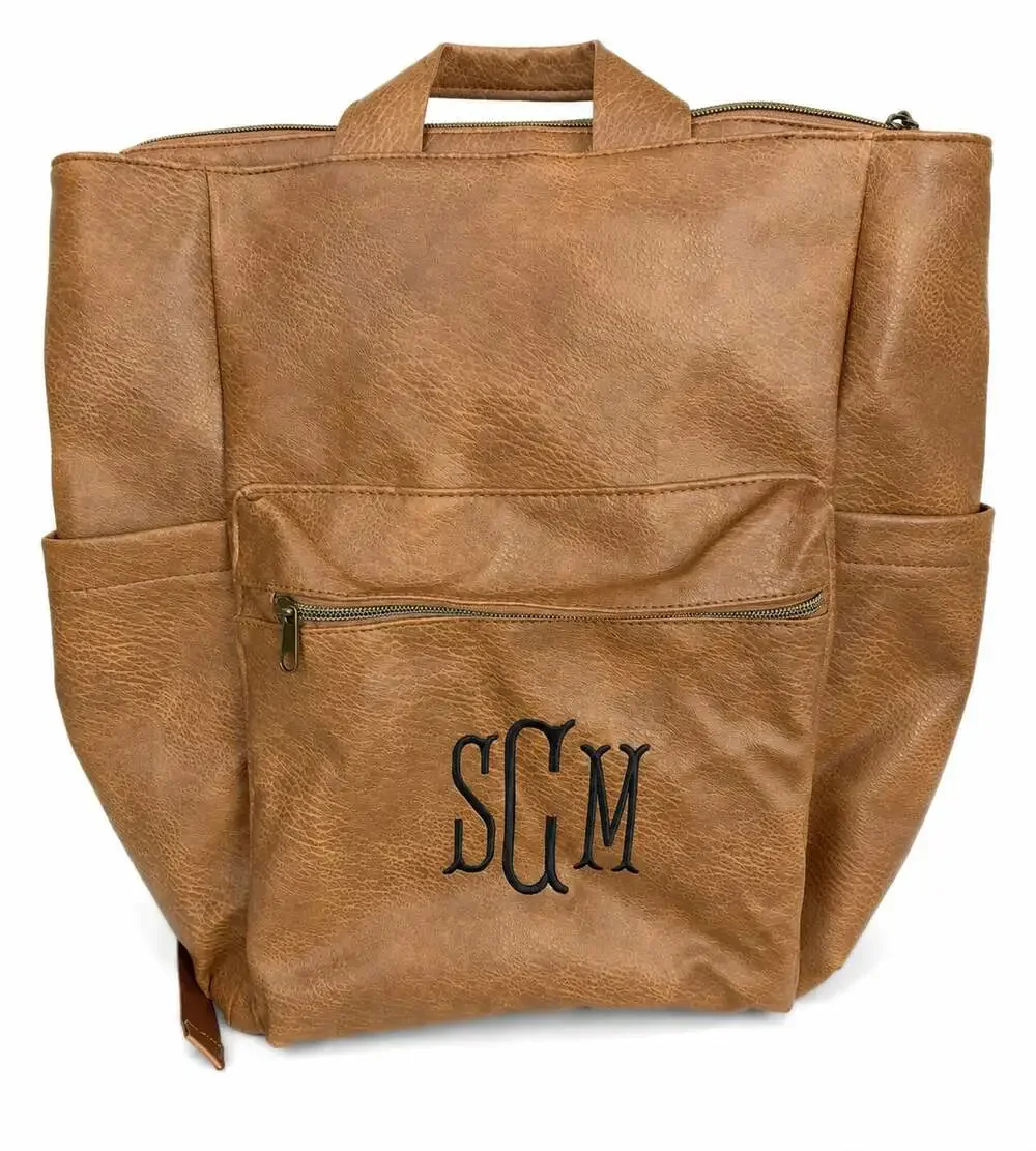 Marley Lilly Monogrammed Commuter Faux Leather Backpack